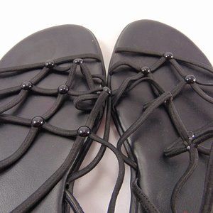 Kim Rogers Lanai Black Rubber Sole Stretchy Elastic Sandals - Size 9